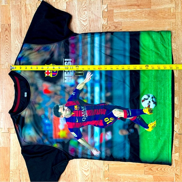 Messi All Over Print FCB 10 Polyester Shirt Mens sz XL Short Sleeve Soccer - Picture 6 of 9